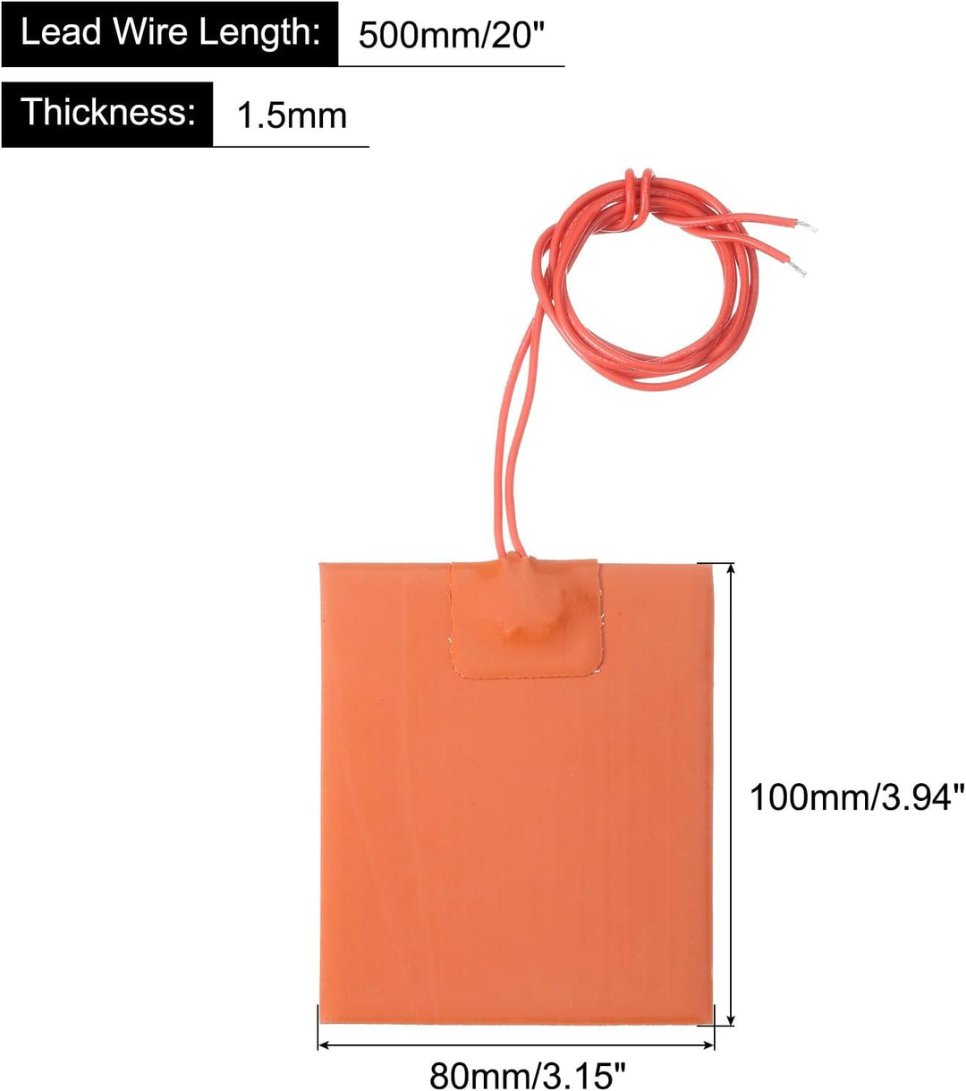 sourcing map Silikon-Heizmatte, 12V 25W Heizfolie Flexible Heizplatte 100mmx80mm Heizmatte für konst