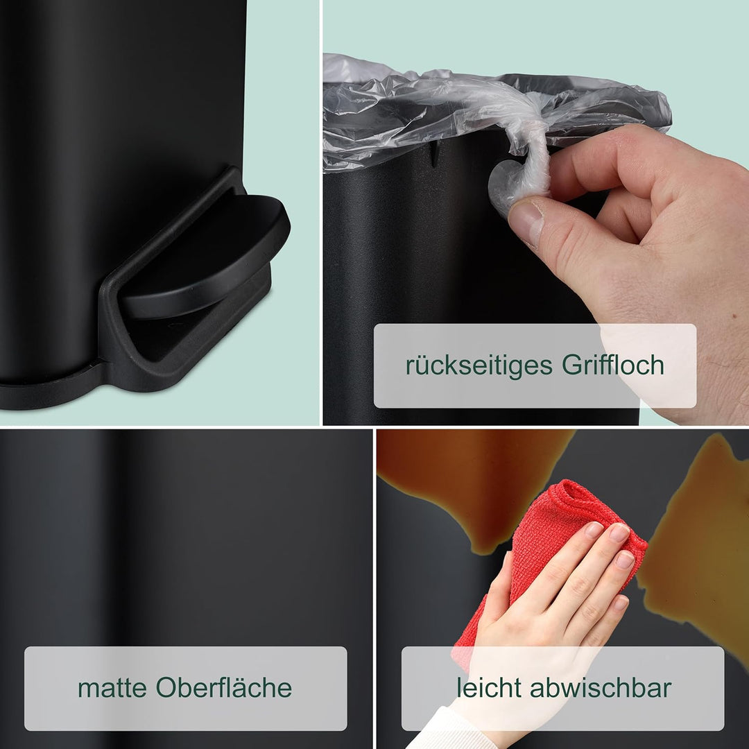 Relaxdays Mülleimer Bad, 5 l, Kosmetikeimer mit Soft-Close, matte Optik, entnehmbarer Inneneimer, Tr