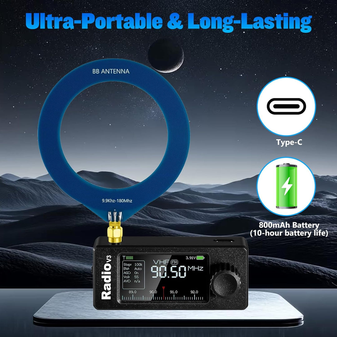AURSINC Si4732 Mini Radio V3 Pocket Shortwave Radio Receiver, HF SW MW VHF All Band, AM/FM/LSB/USB M