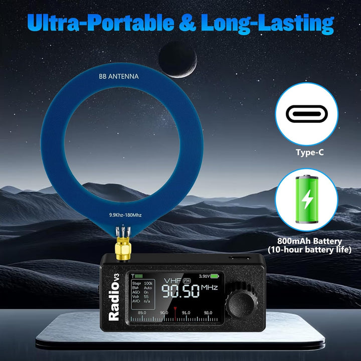AURSINC Si4732 Mini Radio V3 Pocket Shortwave Radio Receiver, HF SW MW VHF All Band, AM/FM/LSB/USB M
