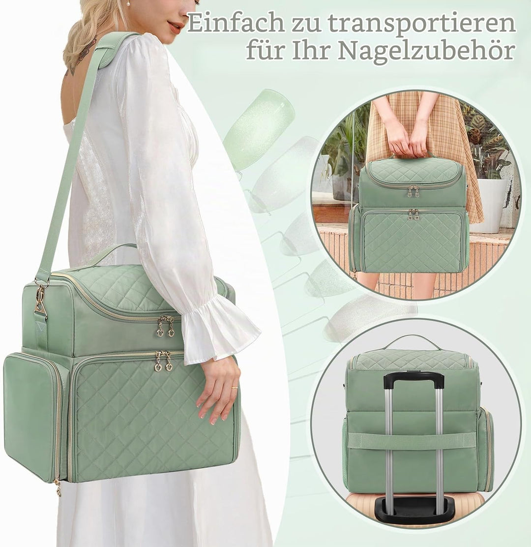 Nagelkoffer mit Extra Grosser Kapazität – Nagellack Koffer für 86 bis 100+ Flaschen &amp; Nagellampe, Do