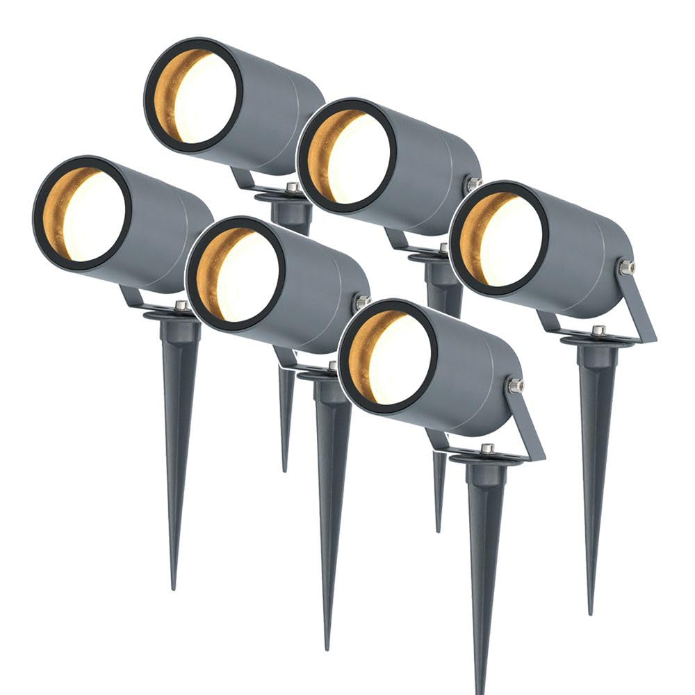 HOFTRONIC - 6er Spikey LED Strahler mit Erdspiess 4 Watt 345lm 2700K Anthrazit IP64 Wasserdicht Auss