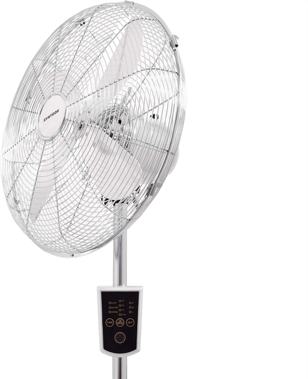 Syntrox Germany Retro Standventilator Ventilator mit Fernbedienung Chrom Timer Oszillation Axialvent