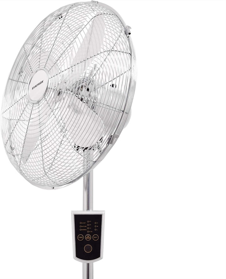 Syntrox Germany Retro Standventilator Ventilator mit Fernbedienung Chrom Timer Oszillation Axialvent