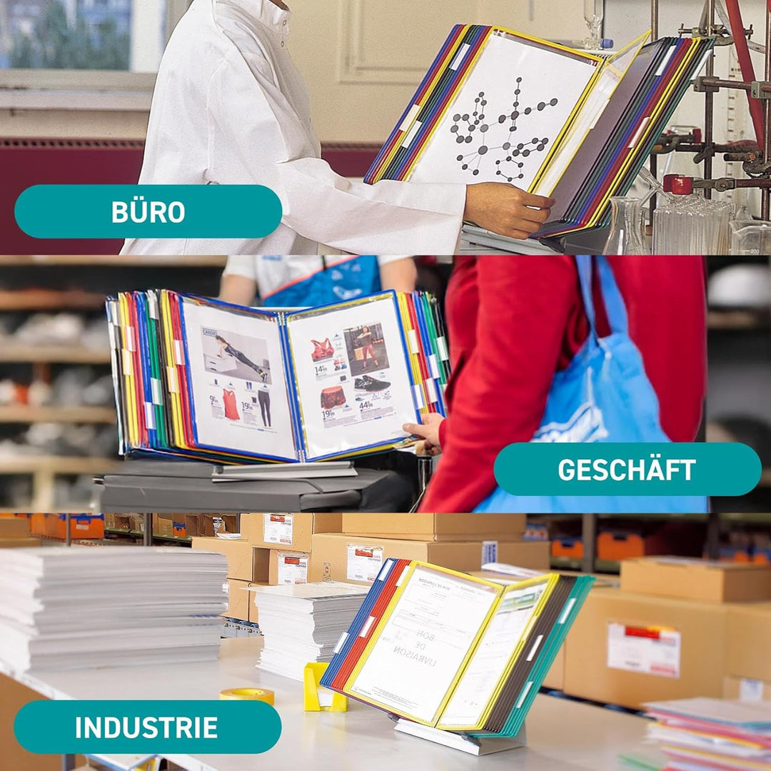 Tarifold Tischsichttafel Set Metal 434309 | DIN A4 | 30 Taschen | Sortiert (blau, rot, gelb, grün, s