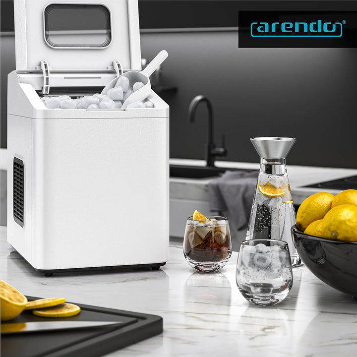 Arendo - Eiswürfelmaschine Edelstahl – Eiswürfelbehälter 1,4 Liter - 2 Eiswürfelgrössen S und L - mi