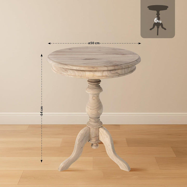 CLP Beistelltisch Wiva rund Holz, Holztisch 50cm Durchmesser für Wohnzimmer und Esszimmer, aus hochw