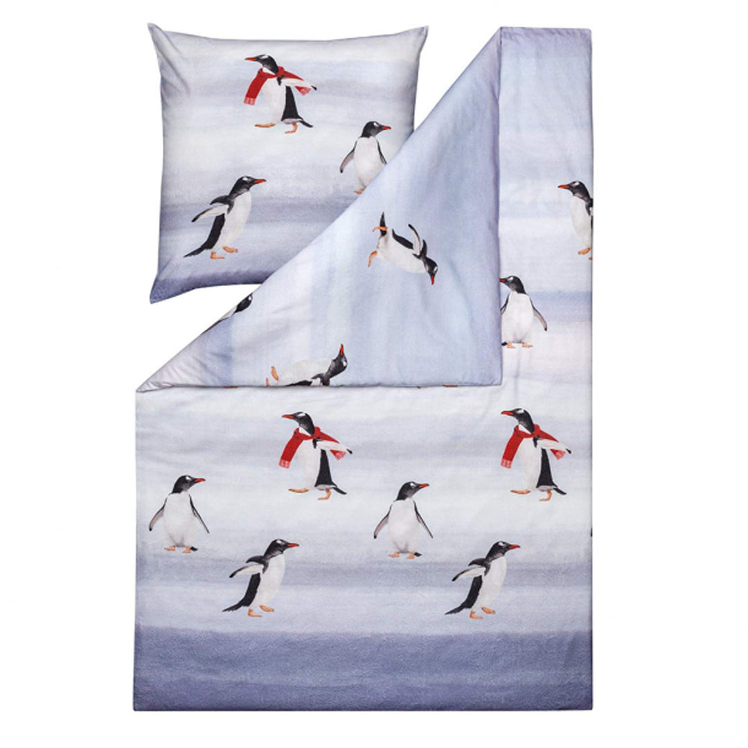 ESTELLA Kuschelflanell Bettwäsche Pingu Silber 1 Bettbezug 200 x 220 cm + 2 Kissenbezüge 80 x 80 cm,