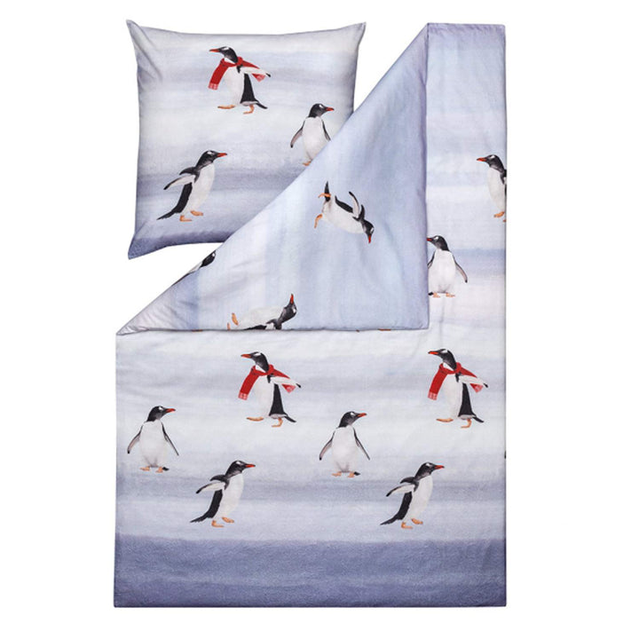 ESTELLA Kuschelflanell Bettwäsche Pingu Silber 1 Bettbezug 200 x 220 cm + 2 Kissenbezüge 80 x 80 cm,