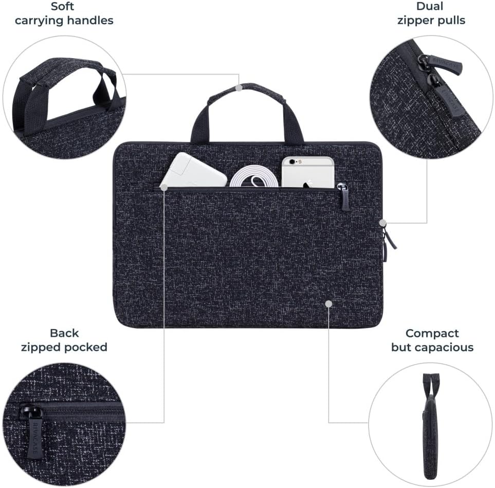 Rivacase Laptophülle mit Griffen bis 14" Sleeve - wasserdichte und ultraleichte Notebooktasche - kom