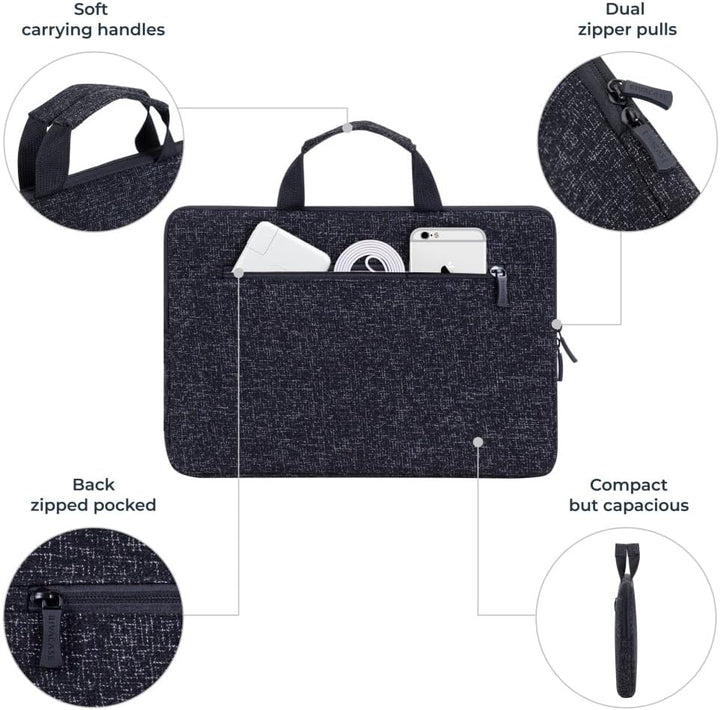 Rivacase Laptophülle mit Griffen bis 14" Sleeve - wasserdichte und ultraleichte Notebooktasche - kom
