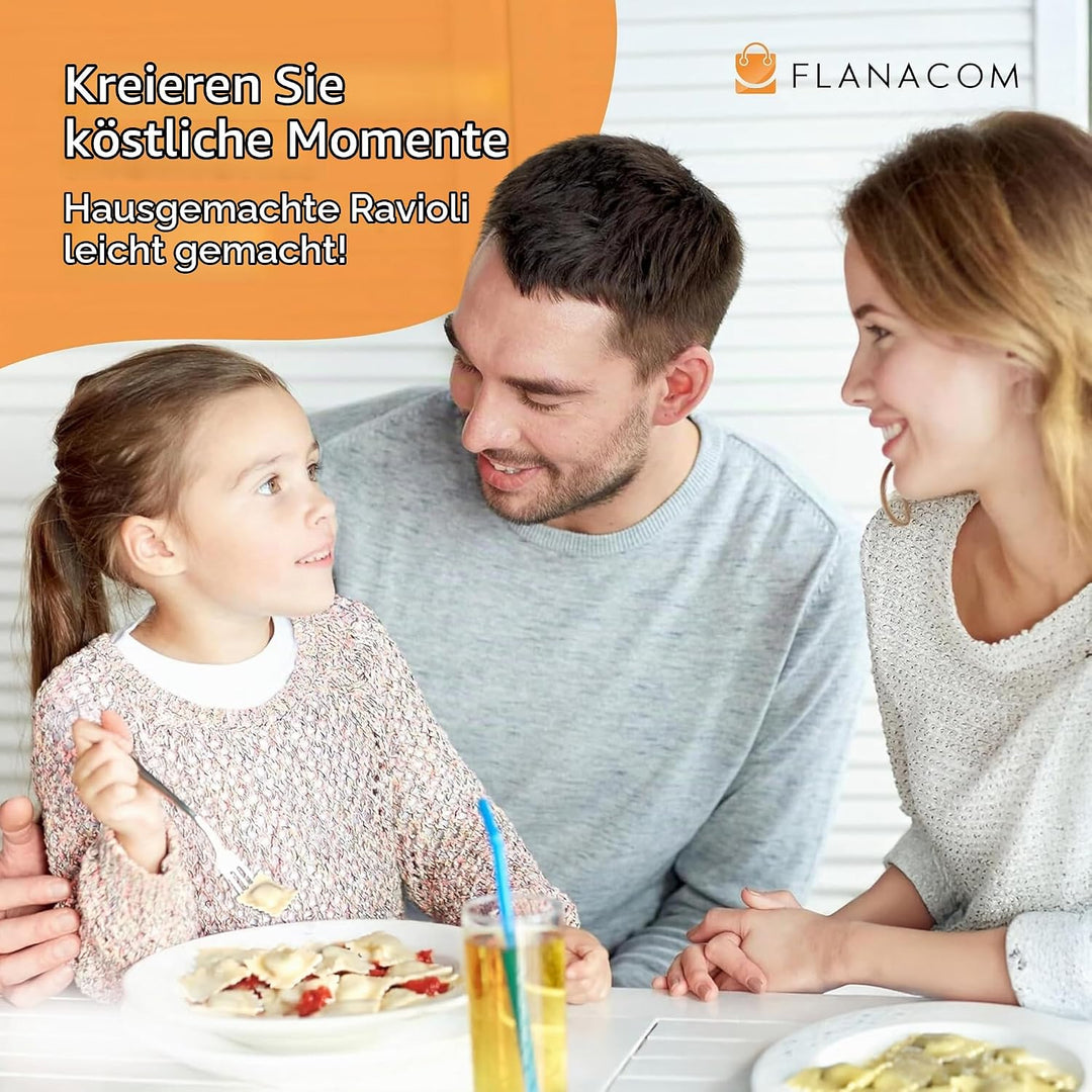 Ravioli Ausstecher Set mit Teigtaschenformer und Teigrädchen - aus hochwertigem Buchenholz und rostf