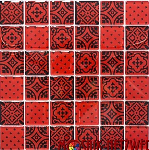 Mosaik Quadrat Crystal Optik rot Glasmosaik Transluzent Transparent 3D, Mosaikstein Format: 48x48x8