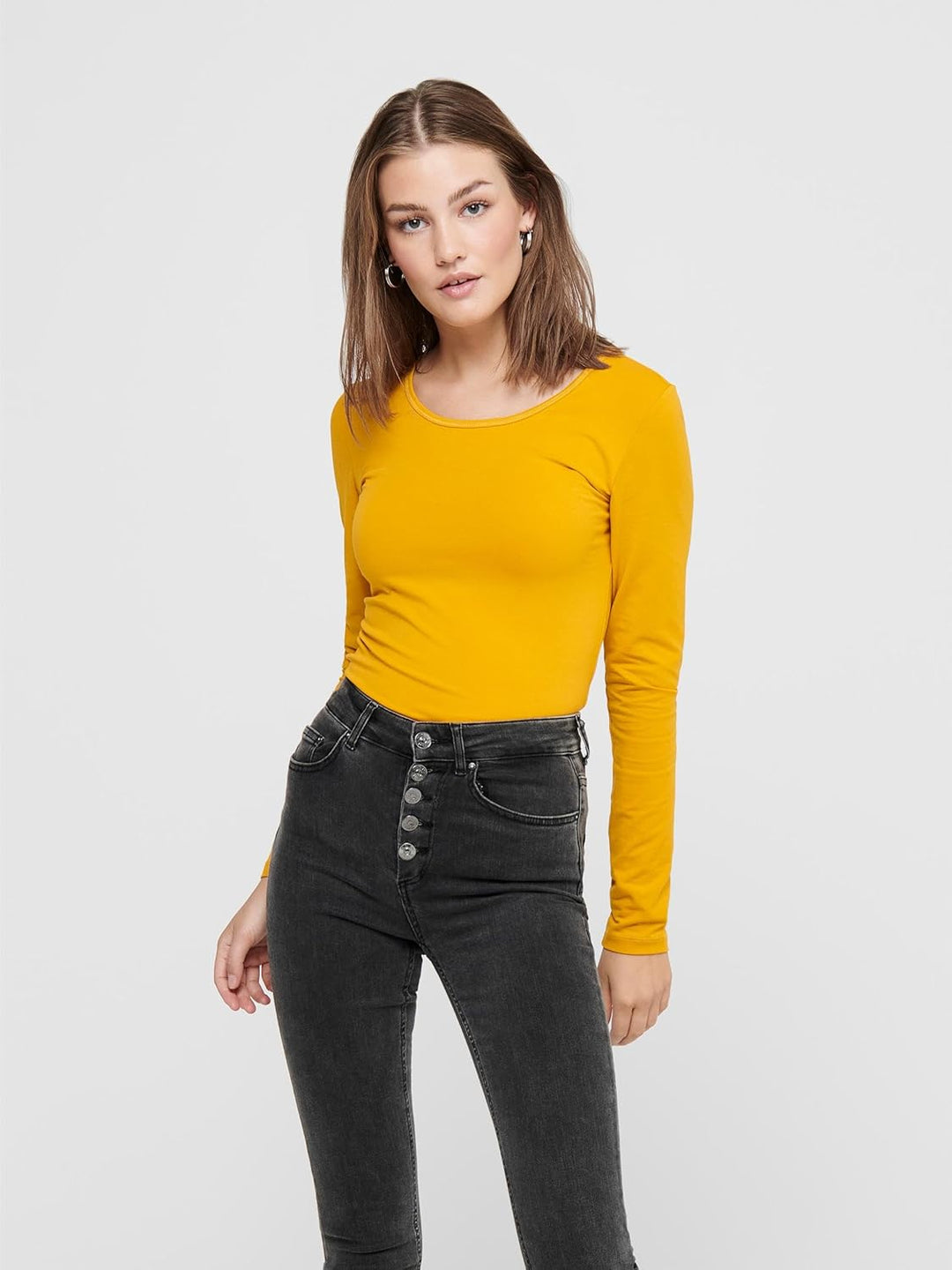 ONLY Damen Longsleeve Onllive Love Life Basic Damen-Shirt L 1x Golden Yellow, 1x Burnt Henna, 1x Kal