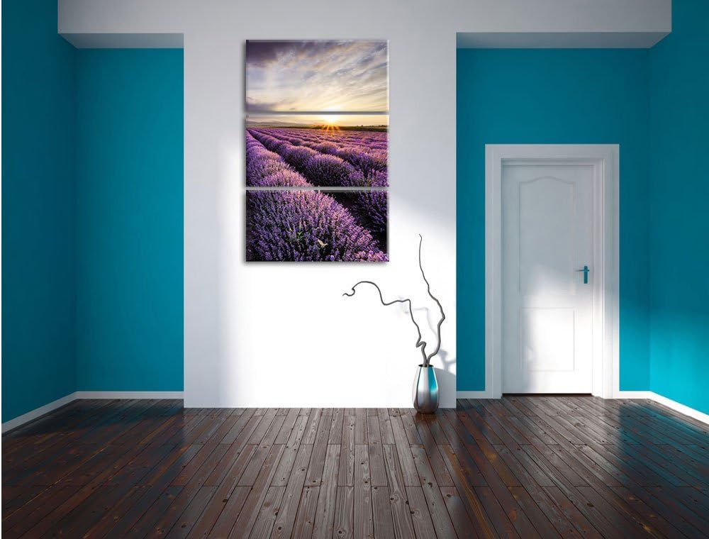 Pixxprint Traumhafte Lavendel Provence als Leinwandbild/Grösse: 3 Teilig (120x80) cm/Wandbild/Kunstd