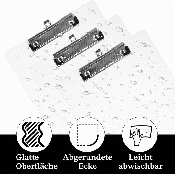 12 Stück Klemmbrett A4, Kunststoff Klemmbretter A4 mit Metalklemme und Aufhängeose, 312x223mm Weiss
