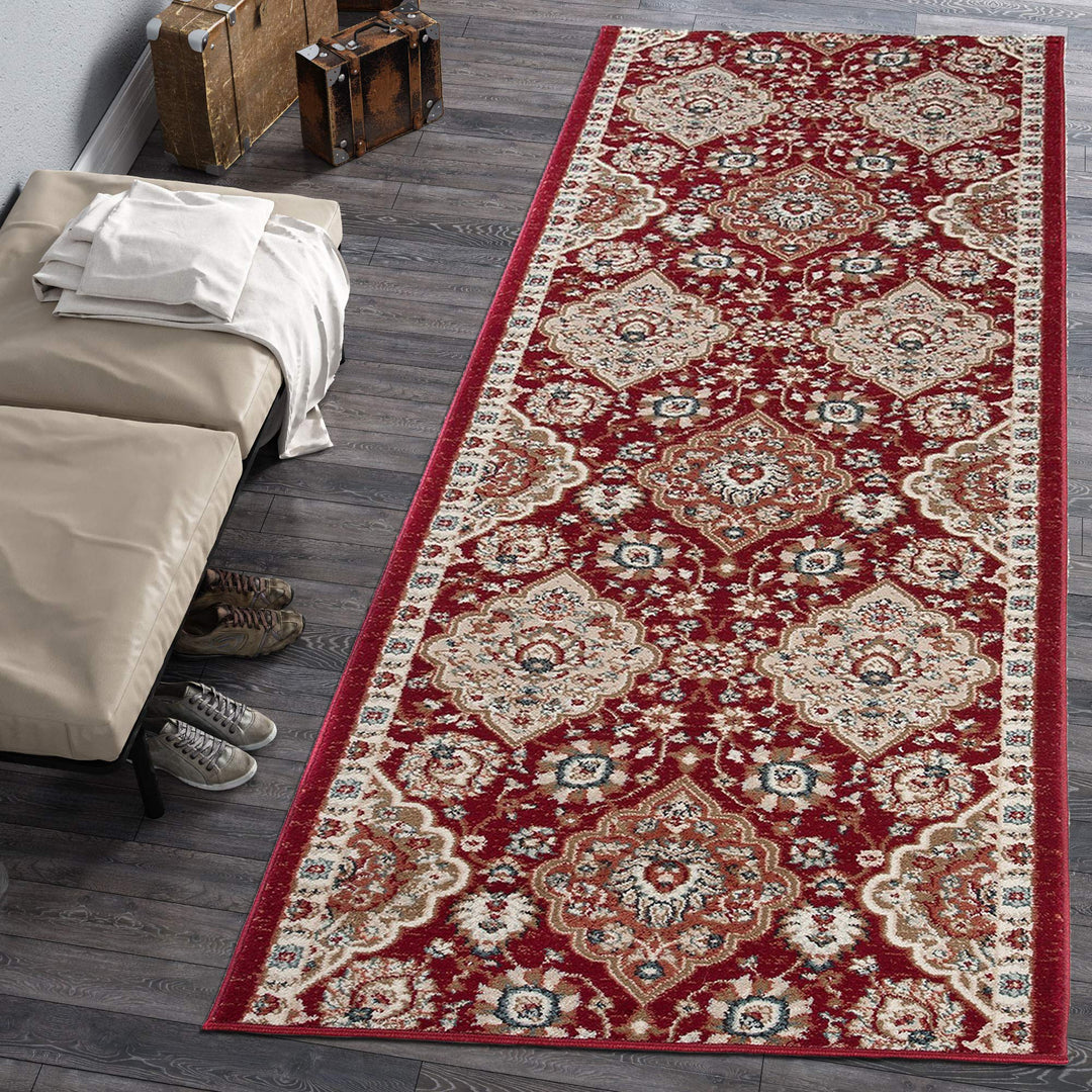 Carpeto Rugs Blumen Teppich Läufer Flur - Orientalisch Teppichläufer - Kurzflor, Weich - Flurläufer