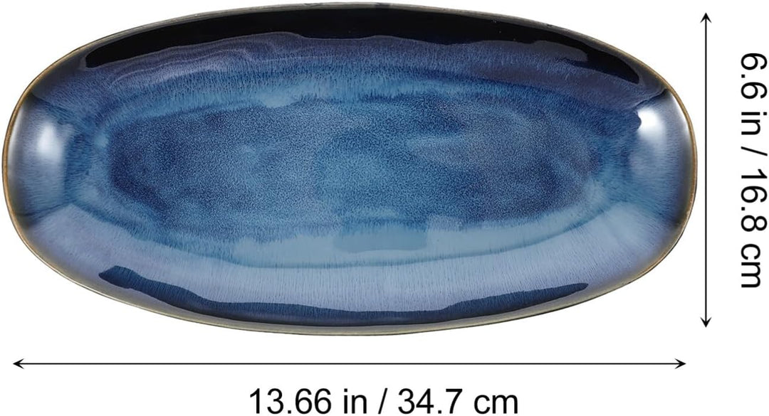 Luxshiny Tablett Servierplatte Servierplatten Keramikfischplatte Abendessen Teller für Sushi- Snacks