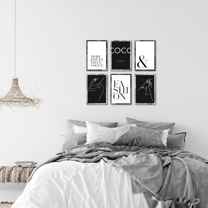 Novart Wandbilder Set - KOMPLETT AUFHÄNGFERTIG - Made in Germany - Moderne Bilder Coco Wohnzimmer Mä