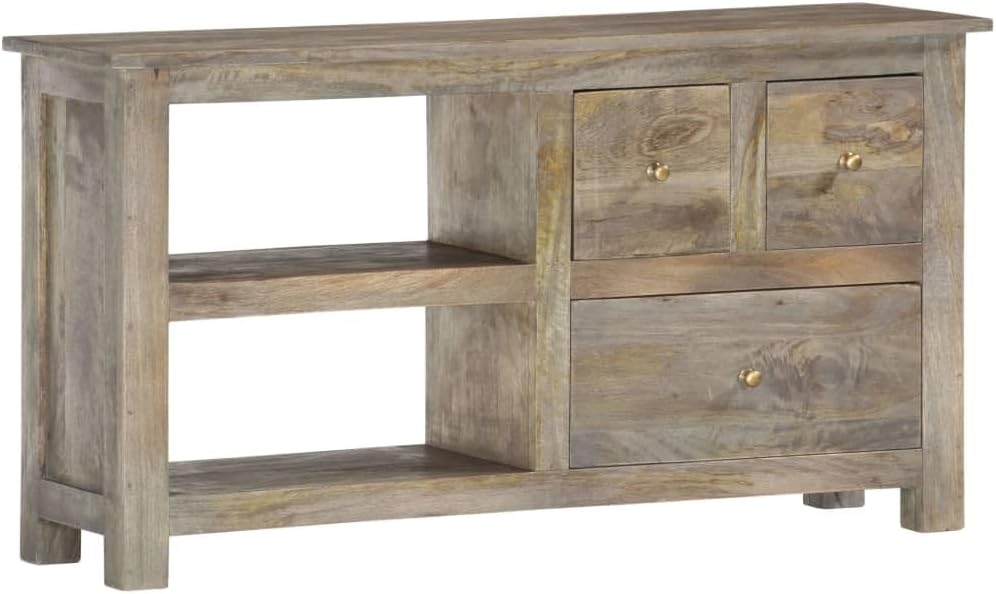 vidaXL Mangoholz Massiv TV Schrank mit 2 Regalen 3 Schubladen Lowboard Fernsehtisch Fernsehschrank T
