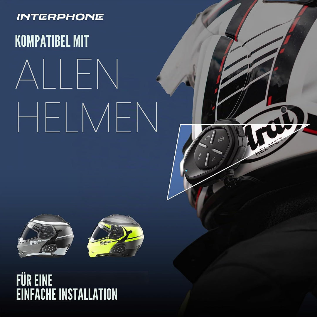 Interphone LINK - Einzelpack - Bluetooth-Kommunikationssystem für Motorräder - Bis zu 2 Reiters, 300