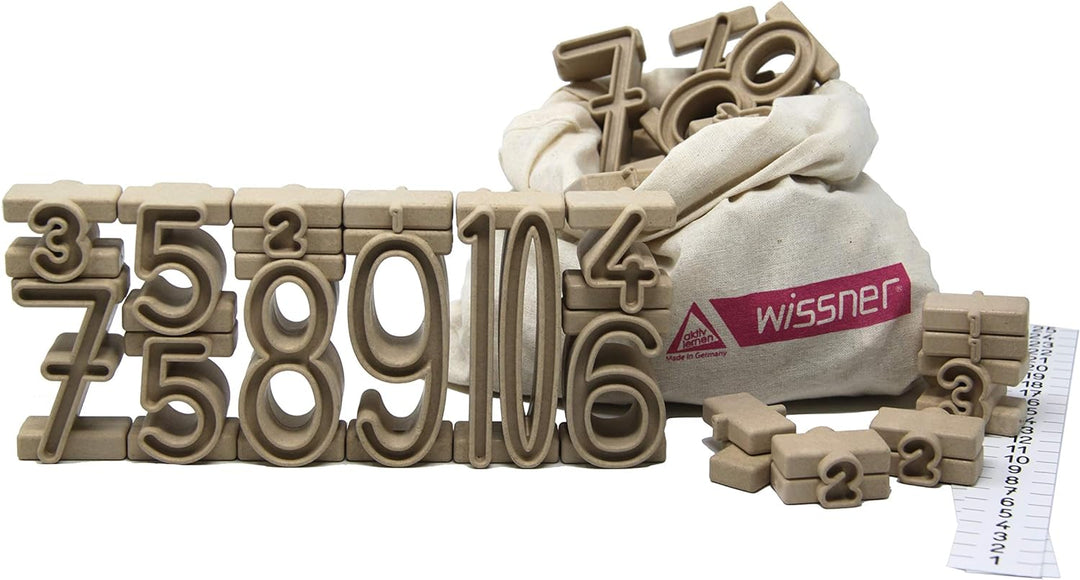 WISSNER® aktiv lernen - Satz aus 68 Stapelzahlen aus RE-Wood 68 Stück Natur, 68 Stück Natur