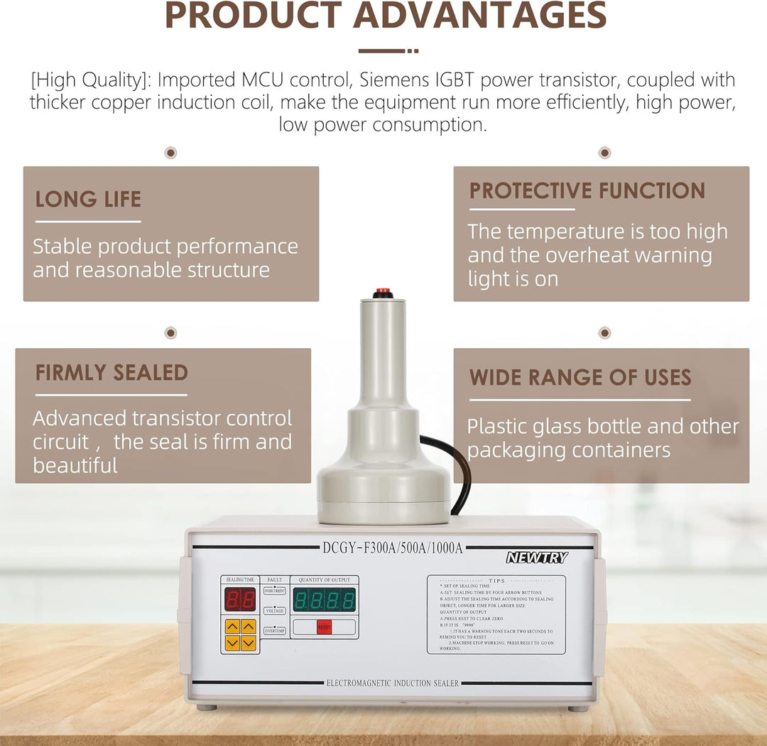 NEWTRY 20-100mm DCGY-500 Induktionsdichtungsmaschine, Elektrische Aluminiumfolie-Dichtungsmaschine f