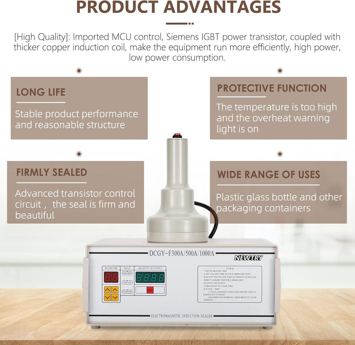 NEWTRY 20-100mm DCGY-500 Induktionsdichtungsmaschine, Elektrische Aluminiumfolie-Dichtungsmaschine f