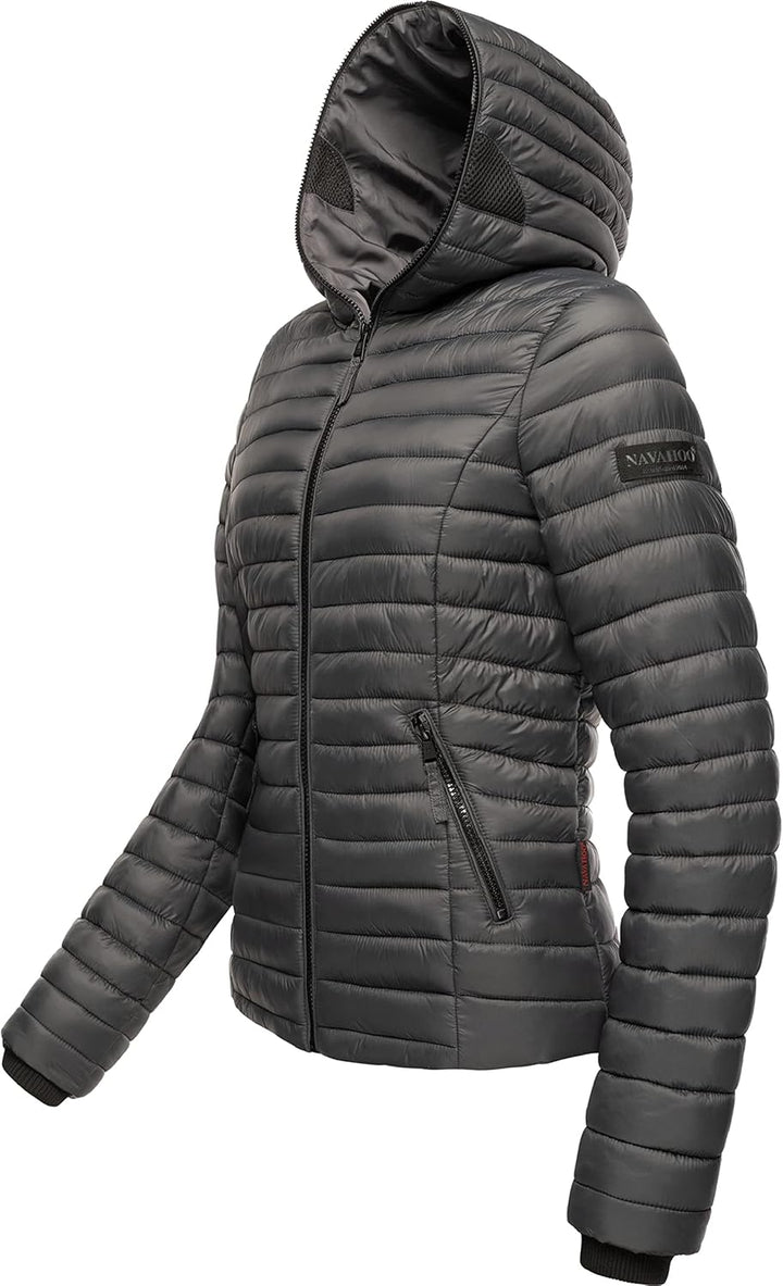Navahoo Damen Damen leichte Übergangsjacke Steppjacke mit Kapuze Kimuk XS-XXL XS Anthracite, XS Anth