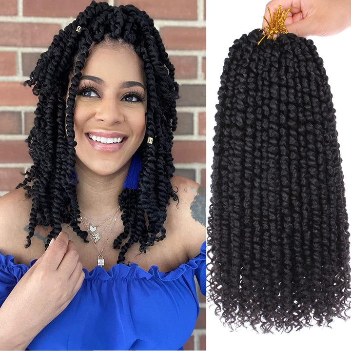Xtrend 14 inch Black Pre twisted Passion Twist Hair 8Packs 12 Strands/Pack Bohemian Pre Looped Synth