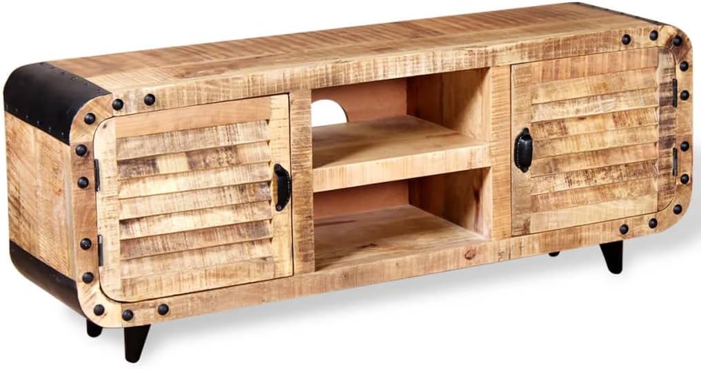 vidaXL TV-Schrank Fernsehtisch HiFi Lowboard Raues Mangoholz 120 x 30 x 50 cm