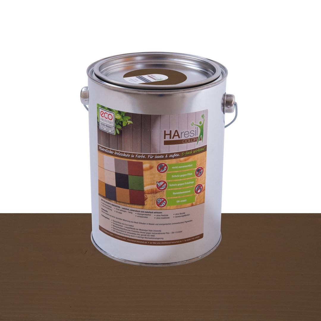 Bio Holzschutz farbig Nussbraun Holzschutzlasur HAresil Color 2kg Eimer Wetterschutzfarbe Dauerschut