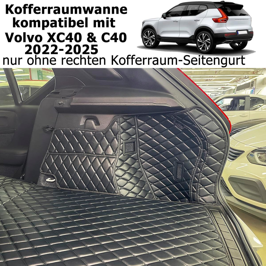 Kofferraumwanne kompatibel mit Volvo XC40 C40 2022–2026 (nur ohne rechten Kofferraum-Seitengurt Ohne