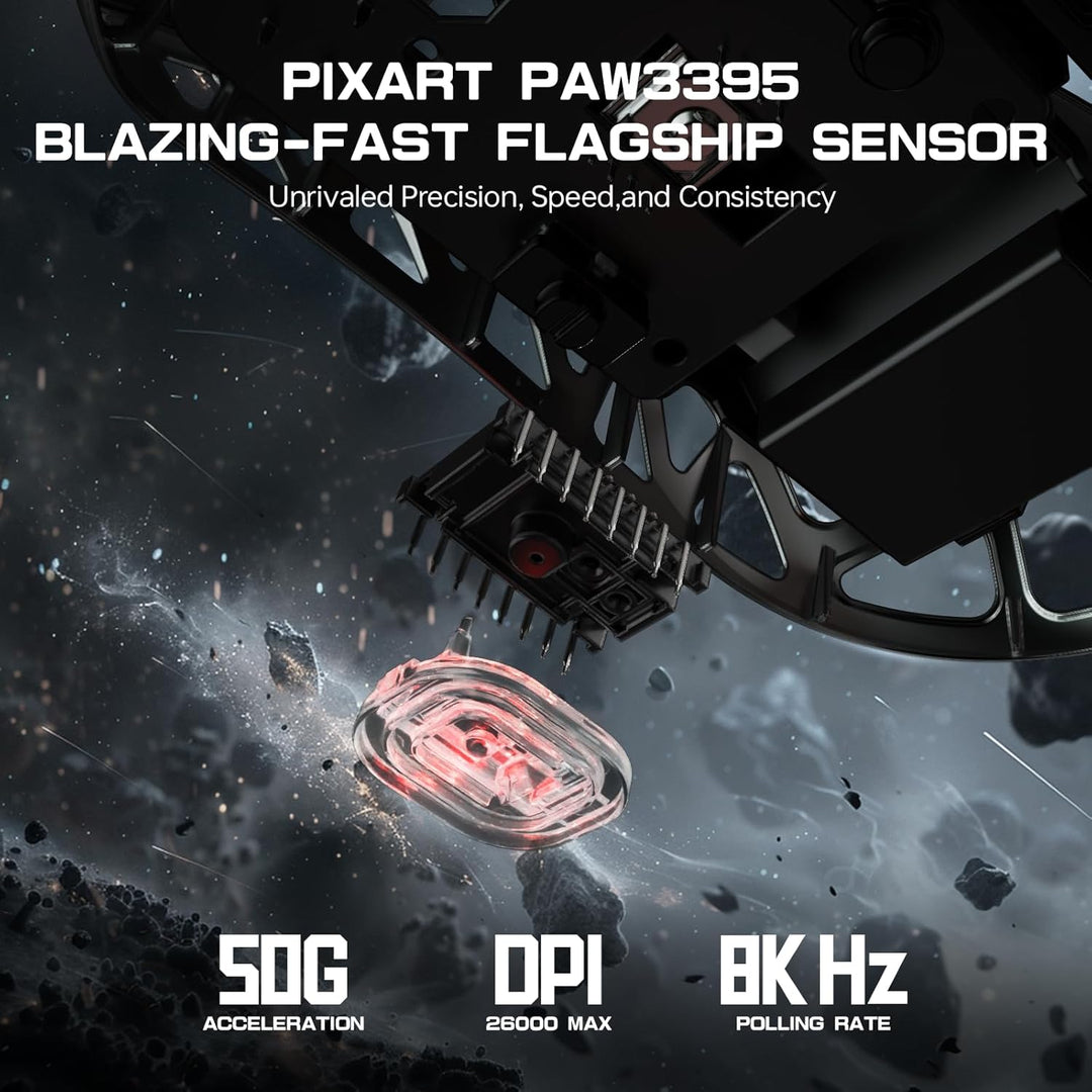 ATTACK SHARK R3PRO 46g Superlight Magnesiumlegierung Maus, 8000Hz Kabellose Abfragerate, 26000 DPI,