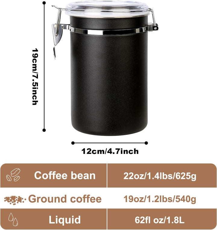 Kaffeedose Luftdicht mit Deckel Kaffeebohnen Behälter für Kaffeepulver Bohnen Tee Mehl Müsli Zucker,