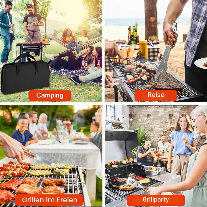Grillbesteck Set 34-teilig, Edelstahl Grillzubehör, Grillzubehör Mit Aufbewahrungstasche Und Grillma