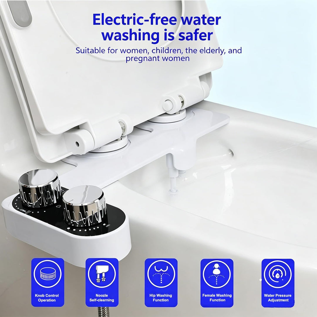 Bidet Aufsatz für Toilette, Bidet-Toilettenaufsatz, Einhand-Duscharmatur mit Zwei Strahldüsen, Einst