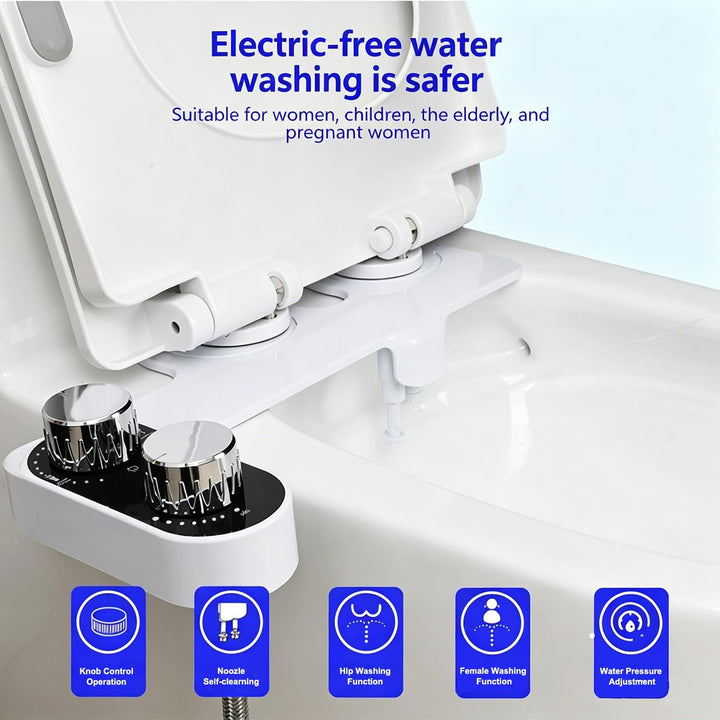 Bidet Aufsatz für Toilette, Bidet-Toilettenaufsatz, Einhand-Duscharmatur mit Zwei Strahldüsen, Einst