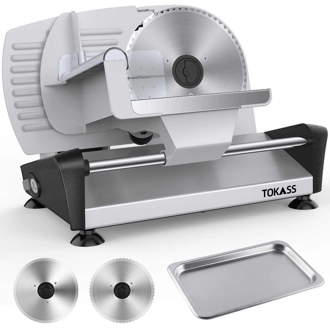 Elektrische Allesschneider Mit Leisem DC-Motor, 200W Brotschneidemaschine, Duale 19CM Edelstahlkling