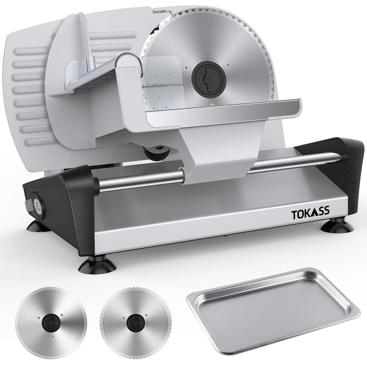 Elektrische Allesschneider Mit Leisem DC-Motor, 200W Brotschneidemaschine, Duale 19CM Edelstahlkling
