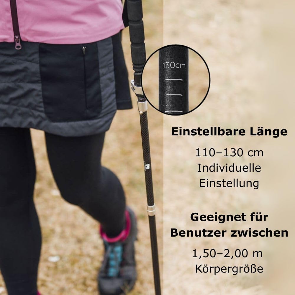 BOLLSEN 3K Carbon Extreme Wanderstöcke klappbar – Ultraleichte Carbon Trekkingstöcke, faltbar & höhe