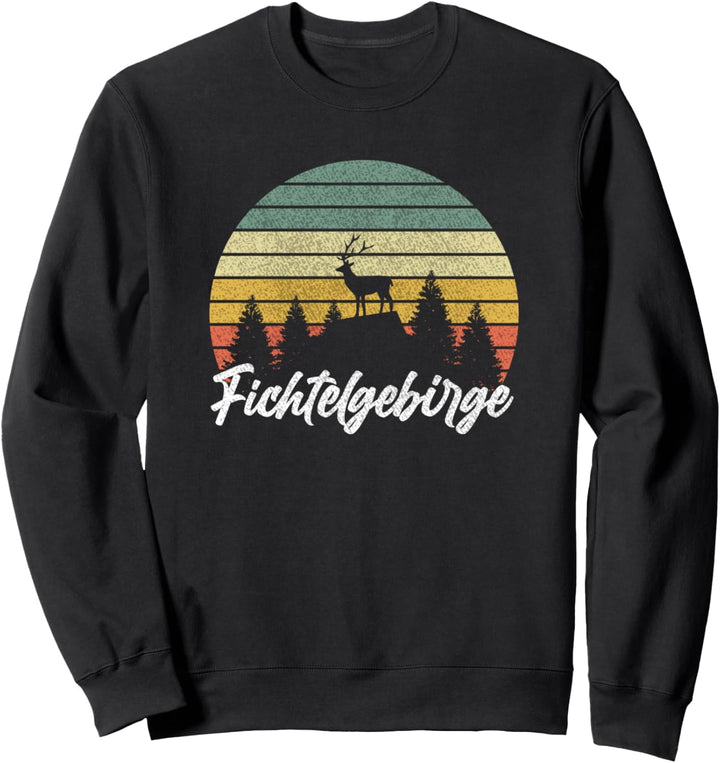 Fichtelgebirge Retro Vintage Heimat Wandern Urlaub Hirsch Sweatshirt