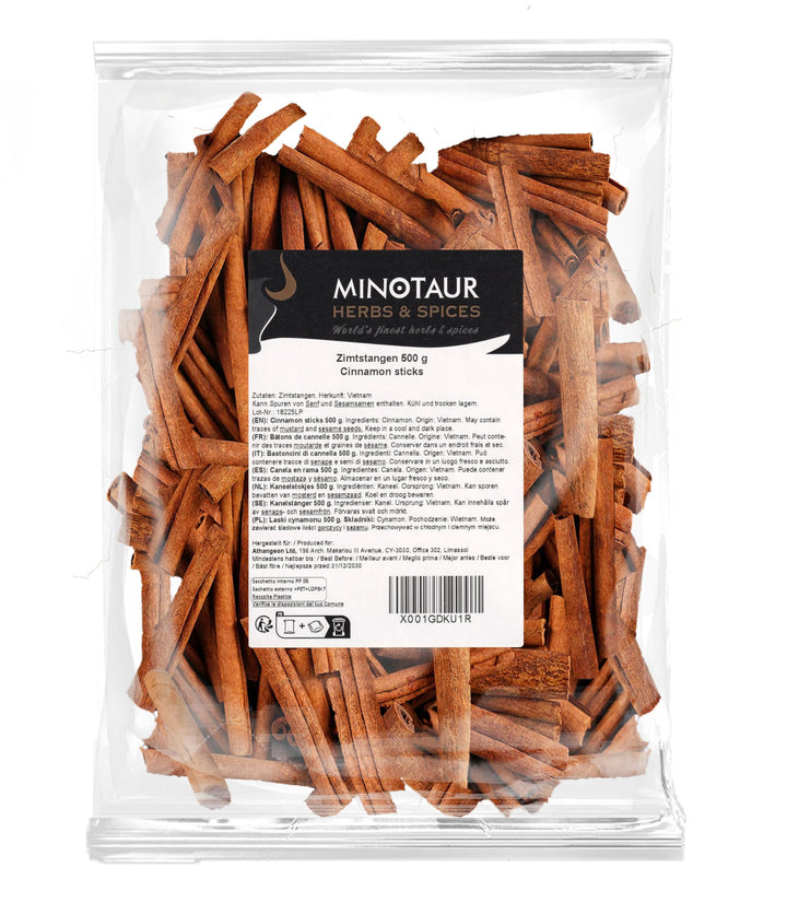 Minotaur Spices | Zimtstangen 2 x 500 g (1 Kg) Zimt Stangen | ca. 160-170 Stück | ca. 8 cm lang