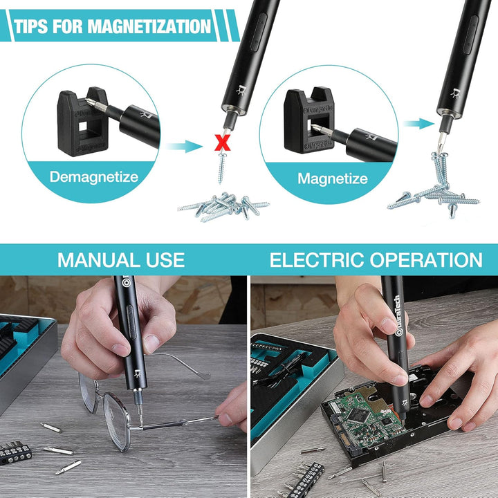 DURATECH Präzision Elektrischer Schraubendreher Set mit 50 Bits Mini Elektro Schraubendreher Kit 3,6