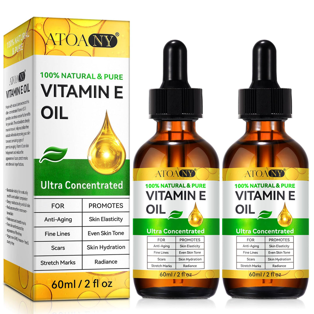 Vitamin E Öl Bio für Kosmetik 75,000 IU 2er-Pack - 100% reines vitamin E Oil für Haut, Gesicht, Haar