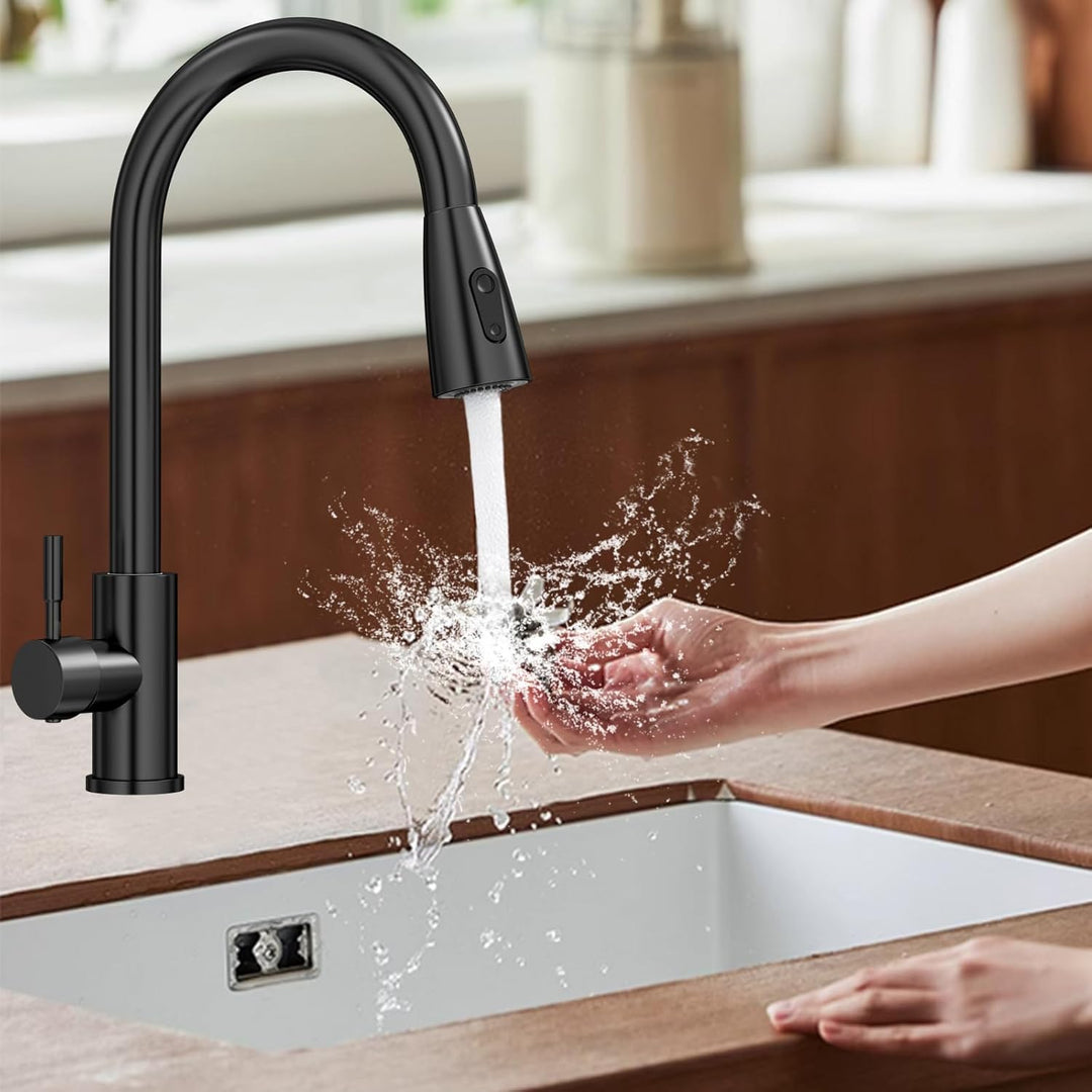 Amdoticknpf Wasserhahn Küche, Küchenarmatur Ausziehbar, Mischbatterie mit 360° Schwenkbar, Edelstahl