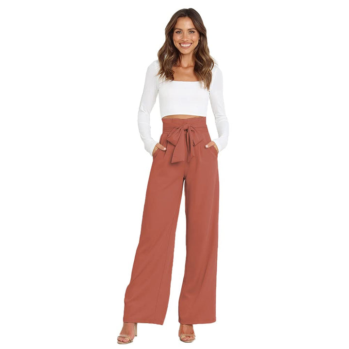 Odizli Damen Elegant High Waist Lang Weite Hose Sommer Business Festlich Anzughose mit Gürtel L Zieg