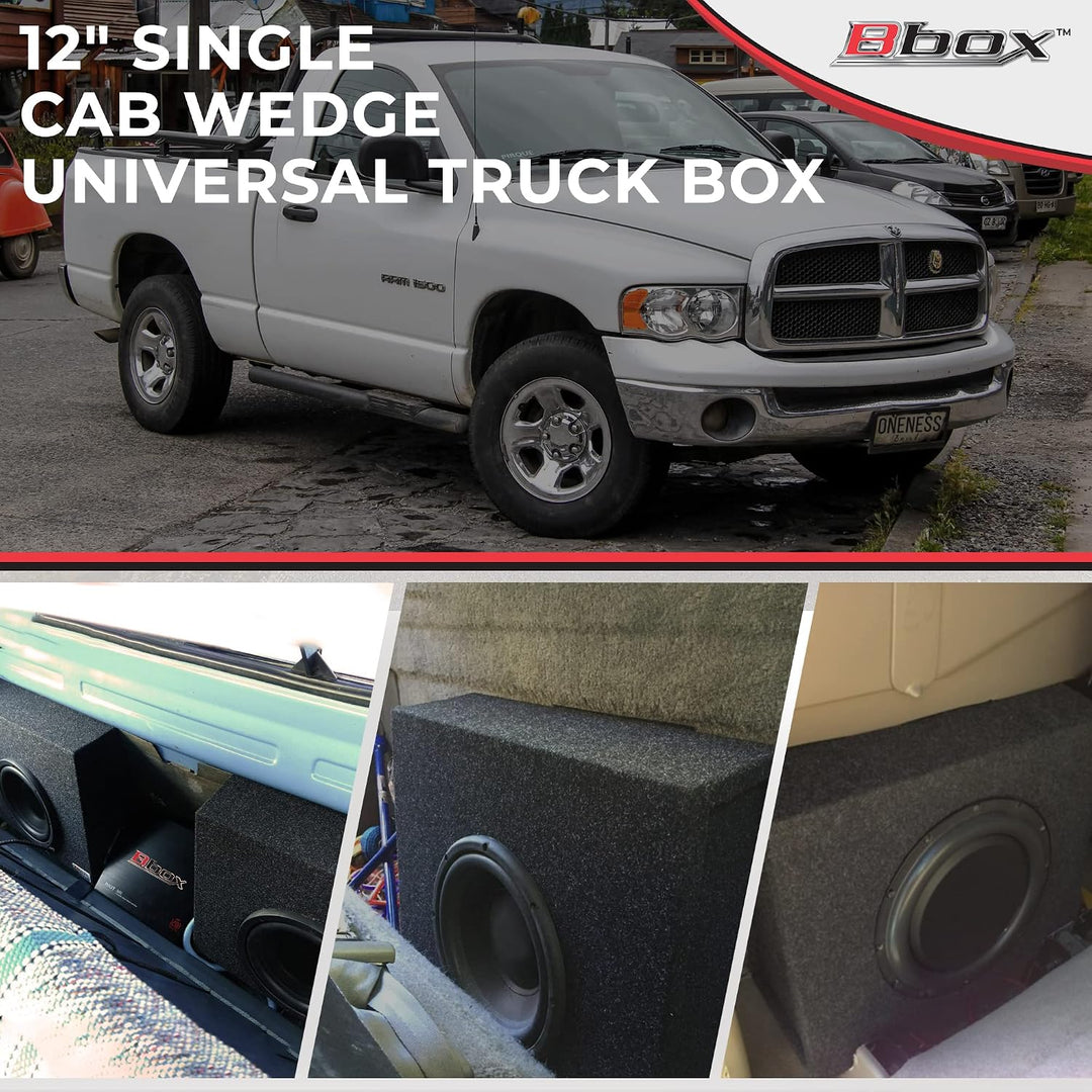 Atrend Bbox Single Sealed 12 Inch Wedge Shaped Subwoofer Enclosure - Universal Wedge Truck Enclosure