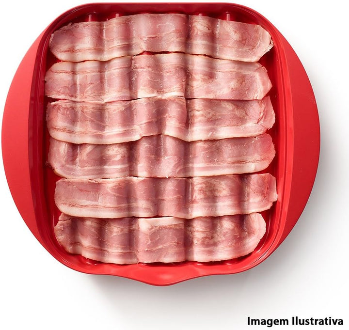 Lékué Microwave Bacon Cooker, rot, 28,2 x 6 x 24,9 cm