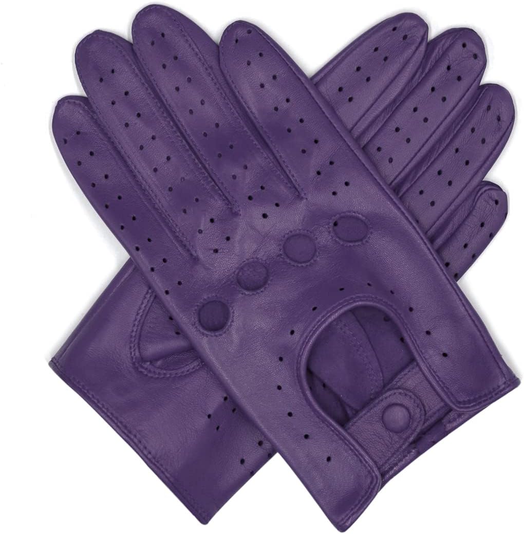 Harssidanzar Damen Sommer Leder Fahrhandschuhe Lammfell Fahrhandschuhe GL009EUA Violett(touchscreen)